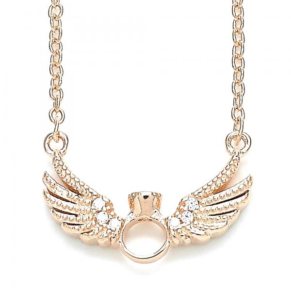 Collares con Dije 04.336.0005.1.16 Plata Rodinada, con Zirconia Cubica Blanca y CristalBlanca, Pulido, Oro Rosado