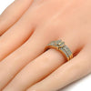 Anillo Multi Piedra 01.100.0005.09 Oro Laminado, Diseño de Mariposa y Triple, Diseño de Mariposa, con Micro Pave Blanca y Zirconia CubicaBlanca, Pulido, Dorado