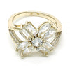 Anillo Multi Piedra 01.210.0095.06 Oro Laminado, con Zirconia Cubica Blanca, Pulido, Dorado
