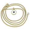 Collares con Dije 04.313.0033.20 Oro Laminado, Diseño de Ojo Griego, Esmaltado Blanco, Dorado