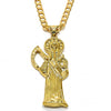 Dije Religioso 05.185.0010.2 Oro Laminado, Diseño de Santa Muerte, Pulido, Dorado