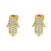 Arete Dormilona 02.213.0302 Oro Laminado, Diseño de Mano de Dios, con Micro Pave Blanca, Pulido, Dorado