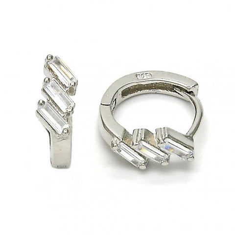 Argolla Huggie 02.175.0091.15 Plata Rodinada, con Zirconia Cubica Blanca, Pulido, Rodinado