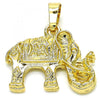 Dije Elegante 05.213.0048 Oro Laminado, Diseño de Elefante, Pulido, Dorado