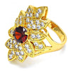 Anillo Multi Piedra 01.346.0002.07 Oro Laminado, con Zirconia Cubica Granate y Blanca, Pulido, Dorado