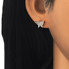 Arete Dormilona 02.336.0101.1 Plata Rodinada, Diseño de Mariposa, con Zirconia Cubica Blanca, Pulido, Oro Rosado