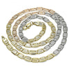 Gargantilla Básica 04.319.0009.24 Oro Laminado, Diseño de Mariner, Diamantado, Tricolor