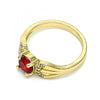 Anillo Multi Piedra 01.284.0052.1.09 Oro Laminado, con Zirconia Cubica Granate y Blanca, Pulido, Dorado