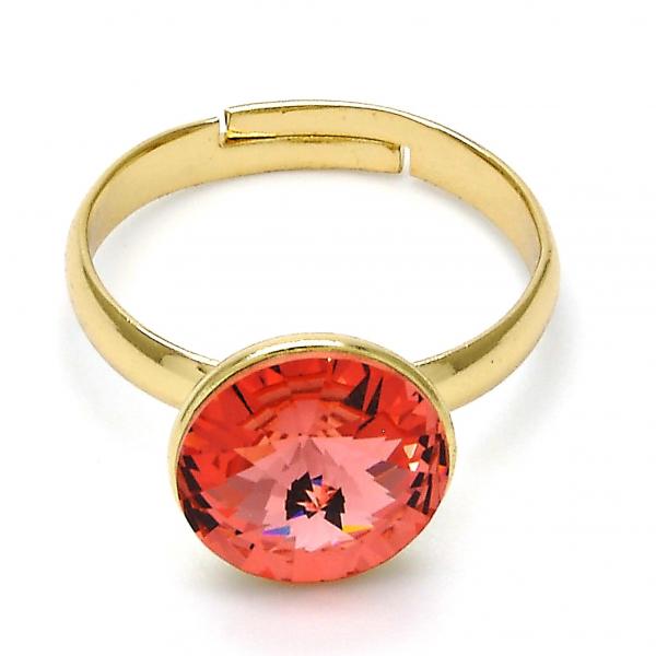 Anillo Multi Piedra 01.239.0001.7 Oro Laminado, con Cristales de Swarovski Rose Peach, Pulido, Dorado