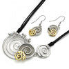 Collar y Arete 06.59.0109 Oro Laminado, Diseño de Espiral y Oja, Diseño de Espiral, con Cristal Blanca, Pulido, Dos Tonos