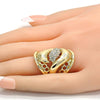 Anillo Multi Piedra 01.160.0003.10 Oro Laminado, Diseño de Flor, con Cristal Blanca, Pulido, Dorado