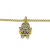 Collares con Dije 04.341.0022.20 Oro Laminado, Diseño de Nina Pequena, con Micro Pave Rubi y Blanca, Pulido, Dorado