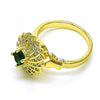 Anillo Multi Piedra 01.210.0155 Oro Laminado, Diseño de Mariposa, con Zirconia Cubica Verde y Micro PaveBlanca, Pulido, Dorado