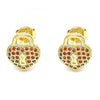 Arete Dormilona 02.156.0441.2 Oro Laminado, Diseño de Candado y Corazon, Diseño de Candado, con Micro Pave Granate, Pulido, Dorado