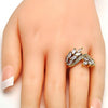 Anillo Multi Piedra 01.210.0034.07 Oro Laminado, Diseño de Oja, con Zirconia Cubica Blanca, Pulido, Dorado