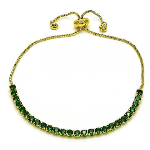 Pulsera Elegante 03.341.0189.11 Oro Laminado, con Zirconia Cubica Verde, Pulido, Dorado