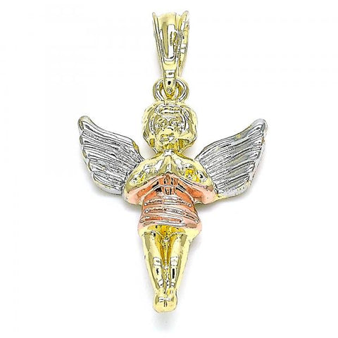Dije Religioso 05.380.0065 Oro Laminado, Diseño de Angel, Pulido, Tricolor