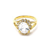 Anillo Multi Piedra 5.176.034.1.08 Oro Laminado, Diseño de Cluster, con Zirconia Cubica Blanca, Pulido, Dorado