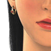 Argolla Huggie 02.266.0044.15 Oro Laminado, Diseño de Gota, con Zirconia Cubica Granate y Blanca, Pulido, Dorado