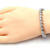 Pulsera Tennis 03.210.0077.4.08 Rodio Laminado, con Zirconia Cubica Blanca, Pulido, Rodinado