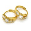 Argolla Huggie 02.237.0026.15 Oro Laminado, con Zirconia Cubica Blanca, Pulido, Dorado