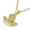 Dije Religioso 05.342.0029 Oro Laminado, Diseño de Angel, con Micro Pave Blanca, Pulido, Dorado