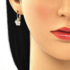 Arete Gancho Frances 02.210.0381 Oro Laminado, Diseño de Mariposa, con Zirconia Cubica Blanca, Pulido, Dorado