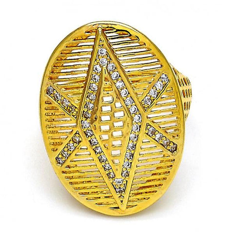 Anillo Multi Piedra 01.118.0030.08 Oro Laminado, con Micro Pave Blanca, Pulido, Dorado