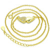 Collares con Dije 04.336.0080.2.16 Plata Rodinada, con Zirconia Cubica Blanca, Pulido, Dorado