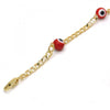 Pulsera Elegante 03.63.2066.1.07 Oro Laminado, Diseño de Ojo Griego, con Opal Rojo Naranja, Pulido, Dorado