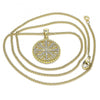 Collares con Dije 04.341.0064.1.20 Oro Laminado, Diseño de Ojo Griego, con Micro Pave Blanca, Pulido, Dorado
