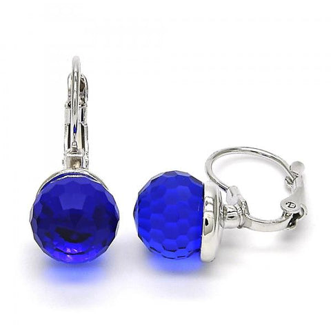 Arete Gancho Frances 02.179.0002.3 Rodio Laminado, con Cristales de Swarovski Capri Blue, Pulido, Rodinado