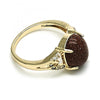 Anillo Multi Piedra 01.284.0063.08 Oro Laminado, con  Onix Negro y Micro PaveBlanca, Pulido, Dorado