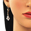 Arete Largo 02.213.0327 Oro Laminado, con Zirconia Cubica Blanca, Pulido, Dorado