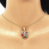 Collares con Dije 04.351.0012.1.20 Oro Laminado, Diseño de Corazon y Flor, Diseño de Corazon, Pulido, Tricolor