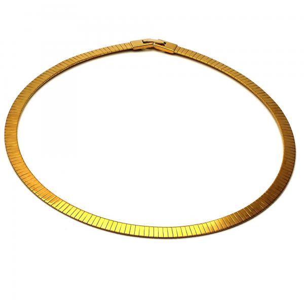 Gargantilla Básica 04.63.1166.16 Oro Laminado, Diseño de Herringbone, Pulido, Dorado