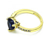 Anillo Multi Piedra 01.284.0057.3 Oro Laminado, Diseño de Corazon, con Zirconia Cubica Zafiro Azul y Micro PaveBlanca, Pulido, Dorado