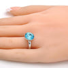 Anillo Multi Piedra 01.239.0001.2 Rodio Laminado, con Cristales de Swarovski Aquamarine, Pulido, Rodinado