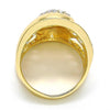 Anillo Multi Piedra 01.160.0003.09 Oro Laminado, Diseño de Flor, con Cristal Blanca, Pulido, Dorado