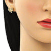 Juego de Arete y Dije de Adulto 10.156.0415.1 Oro Laminado, Diseño de Corazon y Amor, Diseño de Corazon, con Micro Pave Granate, Pulido, Dorado