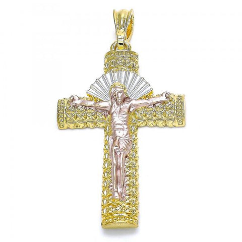 Dije Religioso 05.351.0159.1 Oro Laminado, Diseño de Crucifijo, Pulido, Tricolor