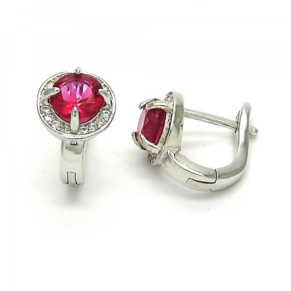 Argolla Huggie 02.186.0059.1.12 Plata Rodinada, con Zirconia Cubica Rubi y Micro PaveBlanca, Pulido,