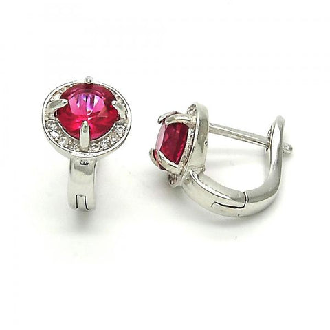 Argolla Huggie 02.186.0059.1.12 Plata Rodinada, con Zirconia Cubica Rubi y Micro PaveBlanca, Pulido,