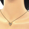 Collares con Dije 04.336.0096.2.16 Plata Rodinada, Diseño de Corazon y Mama, Diseño de Corazon, con Zirconia Cubica Blanca, Pulido, Dorado