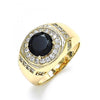 Anillo de Hombre 01.266.0047.2.12 Oro Laminado, con Zirconia Cubica Negro y Micro PaveBlanca, Pulido, Dorado