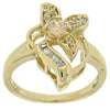 Anillo Multi Piedra 5.172.025.09 Oro Laminado, Diseño de Flor y Baguette, Diseño de Flor, con Zirconia Cubica Chanpan Oscuro y Blanca, Dorado