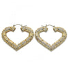 Argolla Grande 02.60.0150.55 Oro Laminado, Diseño de Corazon y Bambu, Diseño de Corazon, Pulido, Dorado