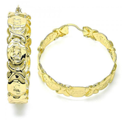 Argolla Grande 02.160.0016.50 Oro Laminado, Diseño de Besos y Abrazos, Pulido, Dorado