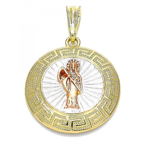 Dije Religioso 05.380.0041.1 Oro Laminado, Diseño de Santa Muerte y Llave Griega, Diseño de Santa Muerte, Pulido, Tricolor