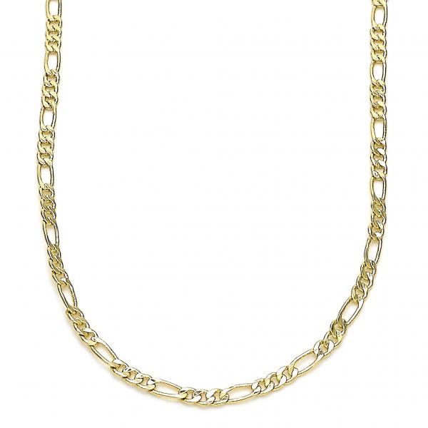 Gargantilla Básica 04.213.0238.20 Oro Laminado, Diseño de Figaro, Pulido, Dorado
